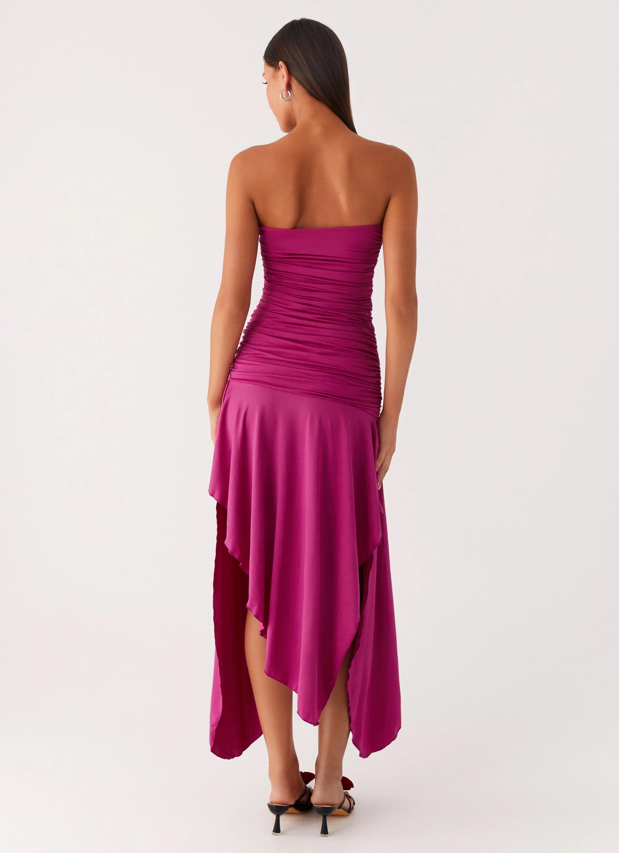 Ora Strapless Maxi Dress - Fuchsia Smooth Vibes