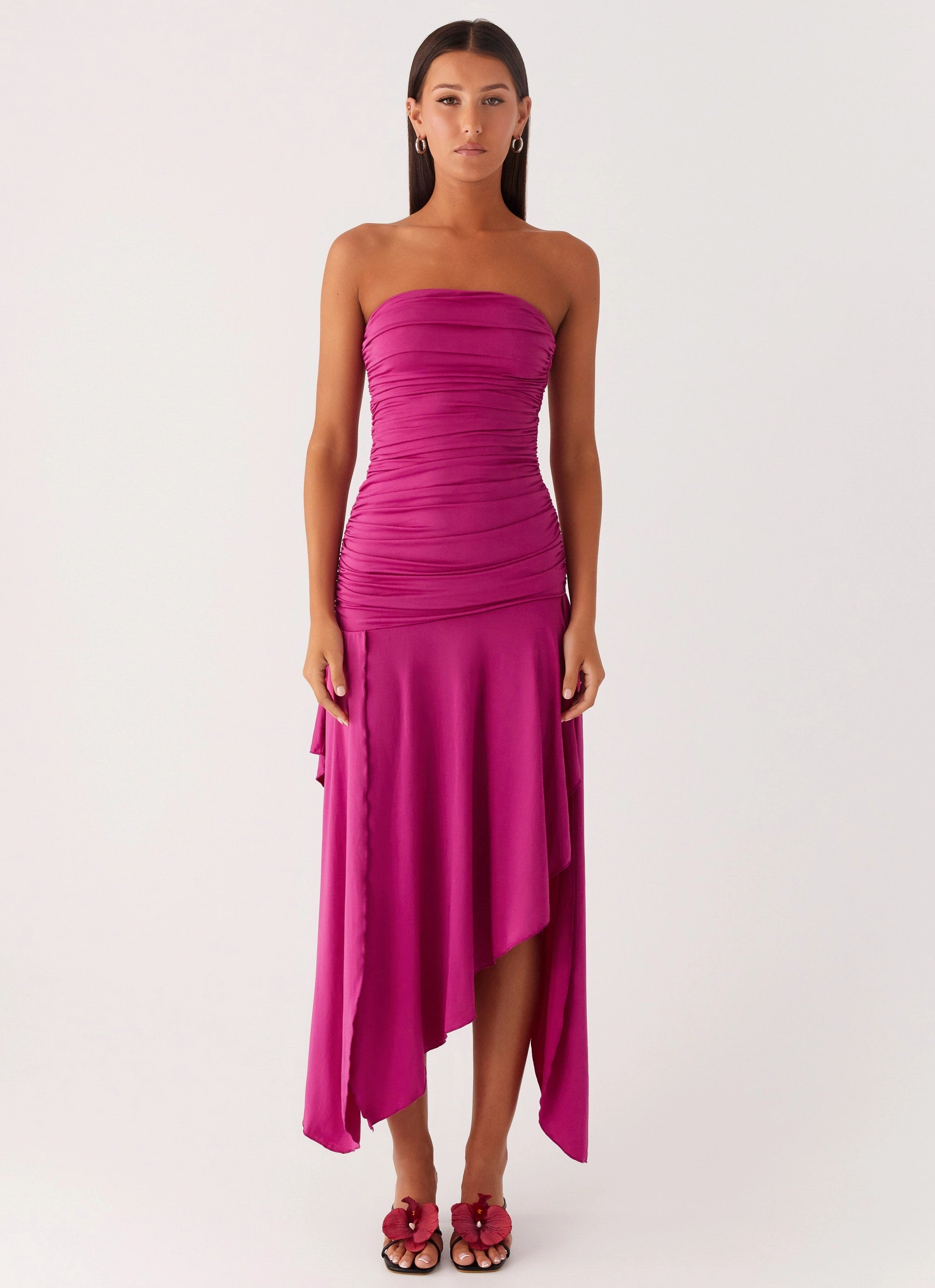 Ora Strapless Maxi Dress - Fuchsia Day To Night