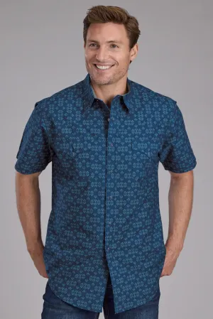 Organic Cotton Roper Mens 2350 Diamond Print Blue 100% Cotton S/S Shirt Roper Mens 2350 Diamond Print Blue 100% Cotton S/S Shirt Relaxed Style