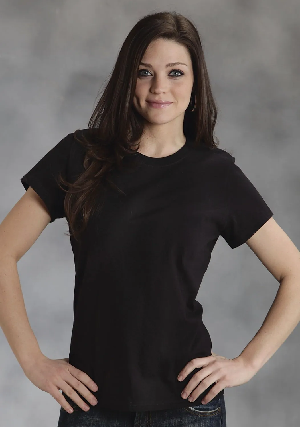 Ouray Womens Black 100% Cotton USA S/S Crew T-Shirt Formal Elegance