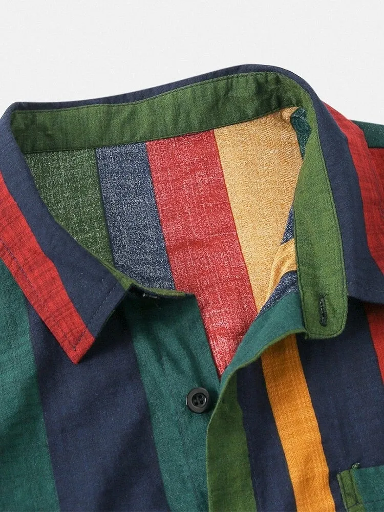 Outfits Sets Colorful Striped Short Sleeve