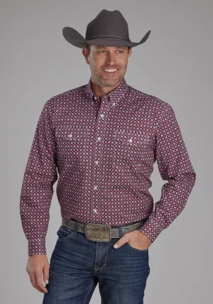 Oversized Fit Roper Mens Highway Foulard Red 100% Cotton Btn L/S Shirt Anti Pilling Finish Roper Mens Highway Foulard Red 100% Cotton Btn L/S Shirt
