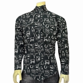 Oversized style Rockmount Mens Hat and Horseshoe Cards Black 100% Cotton L/S Shirt Rockmount Mens Hat and Horseshoe Cards Black 100% Cotton L/S Shirt Checkered Print Essential Wardrobe