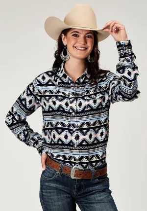 Packable design Roper Womens 1991 Aztec Blue 100% Rayon L/S Shirt Roper Womens 1991 Aztec Blue 100% Rayon L/S Shirt Everyday Essential