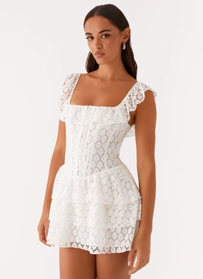 Paradise Dreams Corset Mini Dress - White Light Fit Paradise Dreams Corset Mini Dress - White Bright Accent