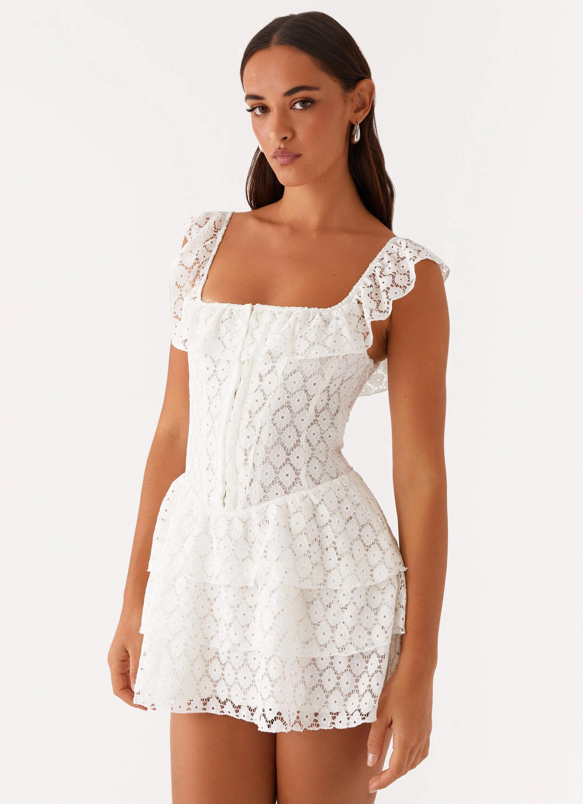 Paradise Dreams Corset Mini Dress - White Bright Accent