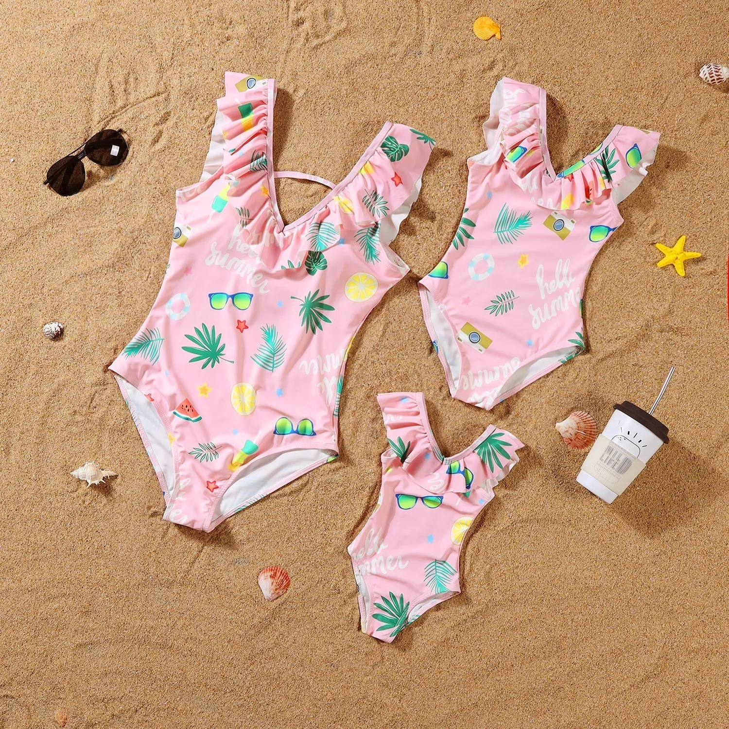 Parent-child swimsuit beach pants fashion suspenders
