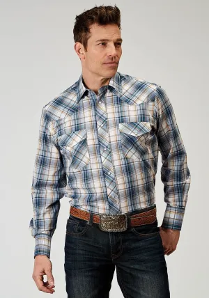 Party Perfect Roper Mens 1971 Madras Plaid Blue Cotton Blend L/S Shirt Roper Mens 1971 Madras Plaid Blue Cotton Blend L/S Shirt Chill Fit
