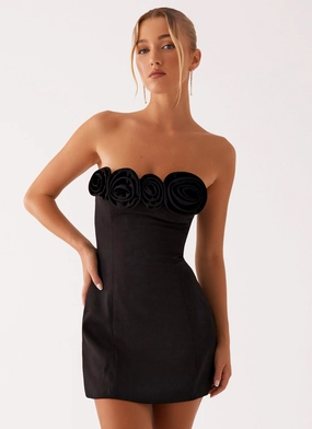 Patsie Strapless Mini Dress - Black Geometric Print Patsie Strapless Mini Dress - Black Simple Texture