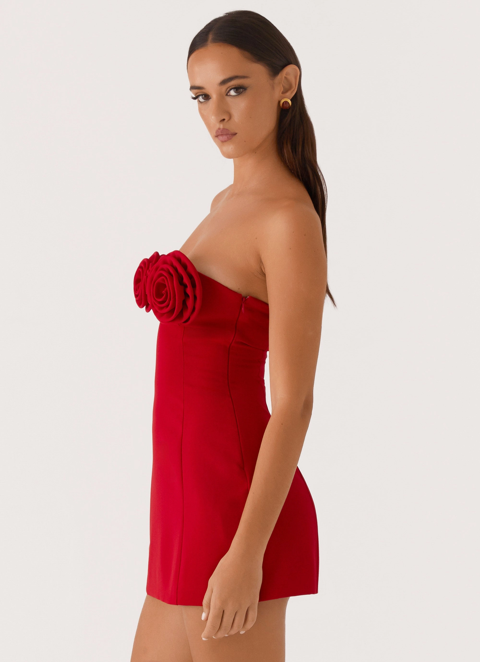 Patsie Strapless Mini Dress - Red Cozy Base Warm Season