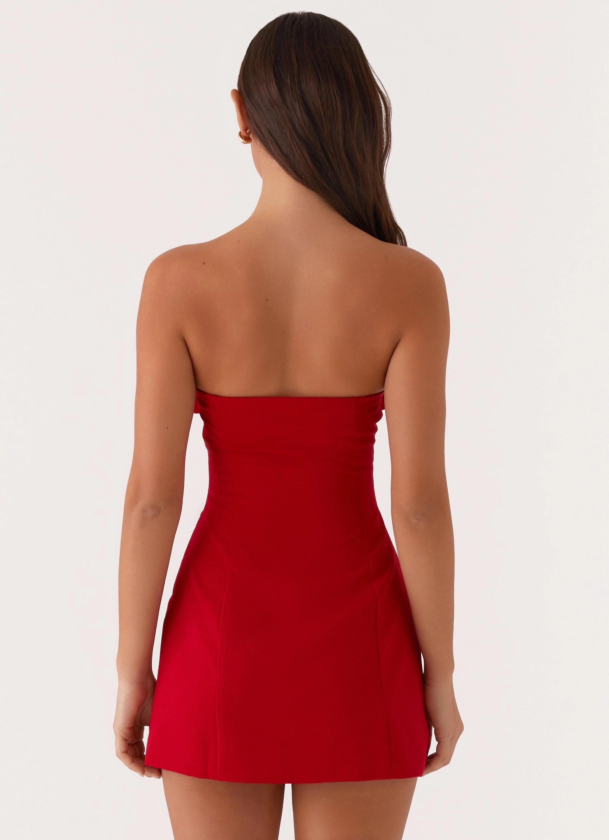 Patsie Strapless Mini Dress - Red Relaxed Layer Floral Pattern