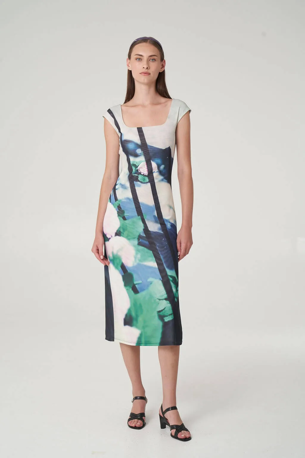 Stylish Waistband Sleek Drape PAULIE MIDI DRESS