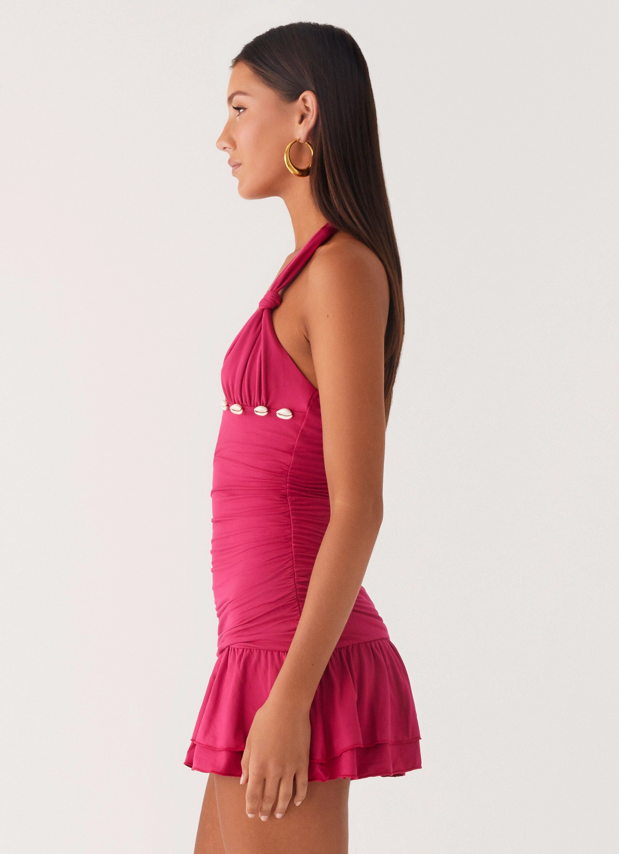 Payback Shell Trim Mini Dress - Fuchsia Relaxed Fit Look