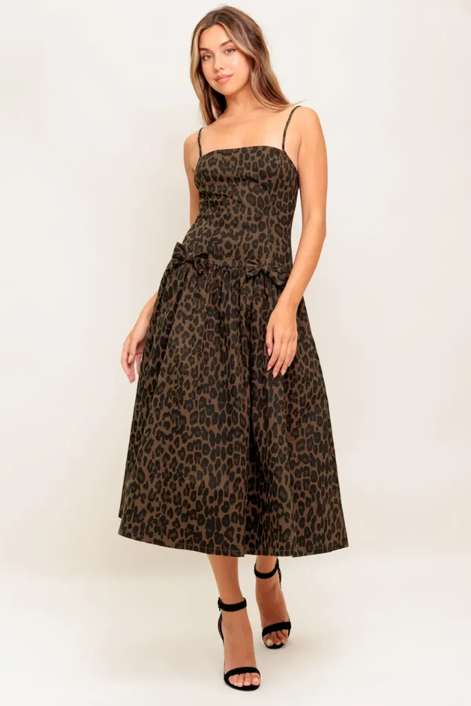 Penelope Leopard Print Midi Dress Ankle-length Mood Casual