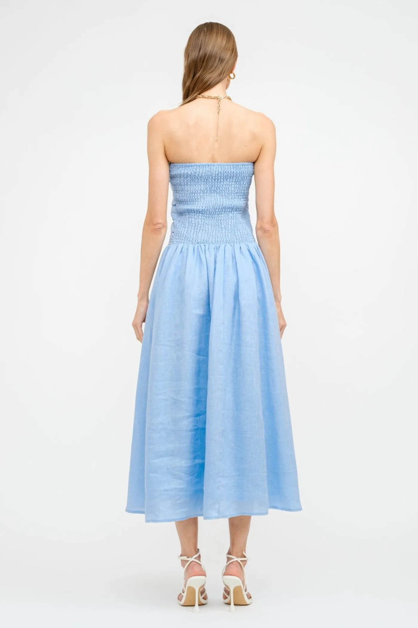Soft Presence Profile Enhancer PENELOPE LINEN STRAPLESS MIDI DRESS