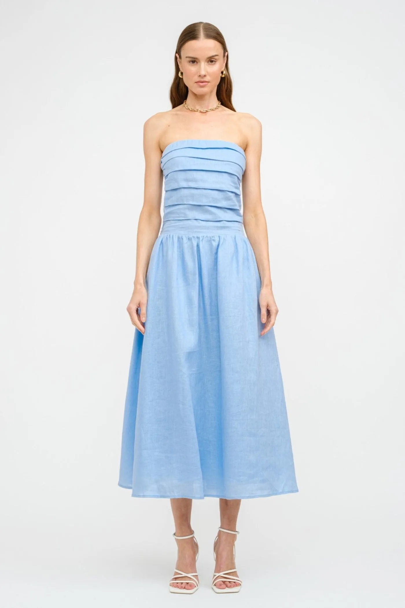 Warranty-Included Pure Look PENELOPE LINEN STRAPLESS MIDI DRESS