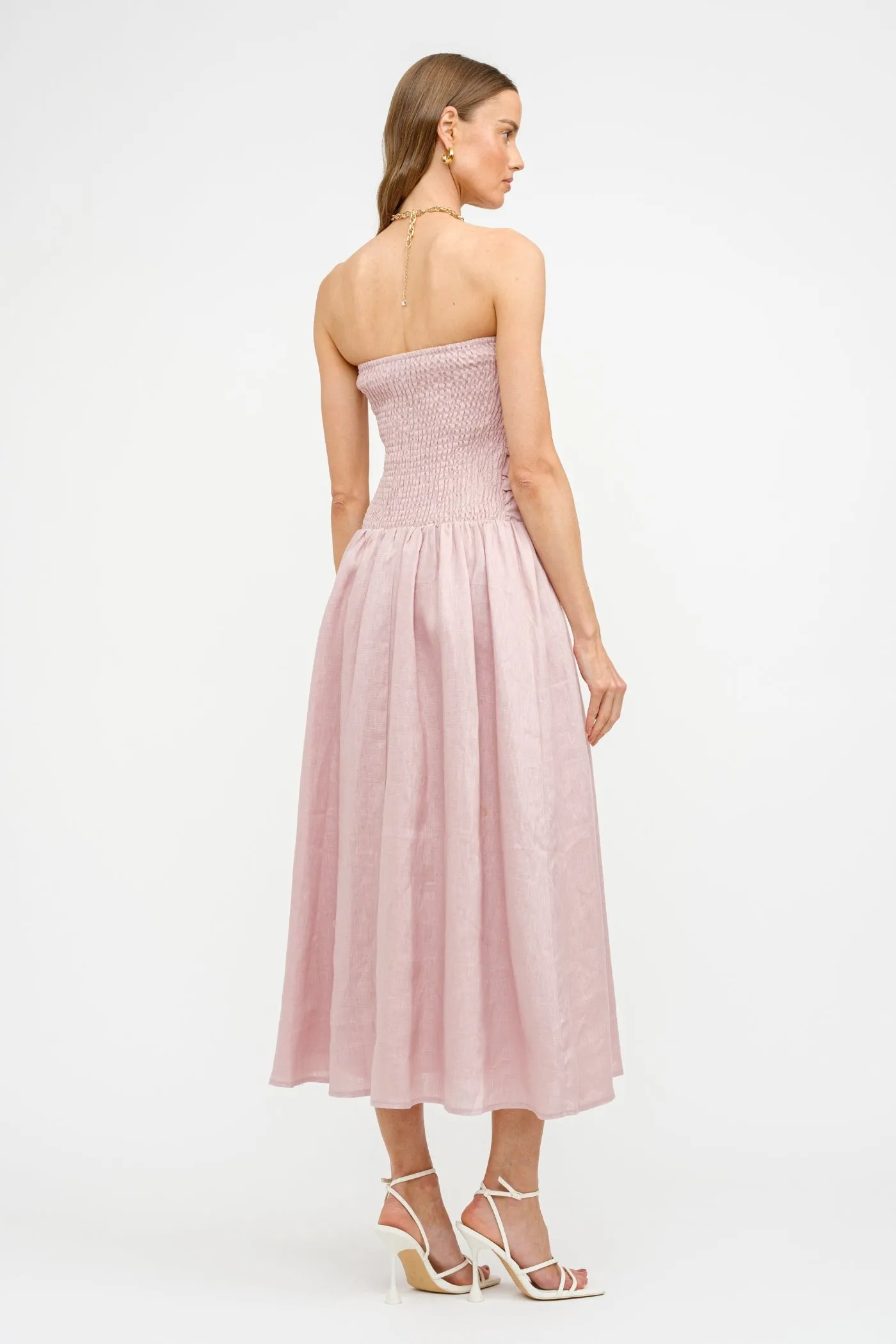 Smart Fit PENELOPE LINEN STRAPLESS MIDI DRESS