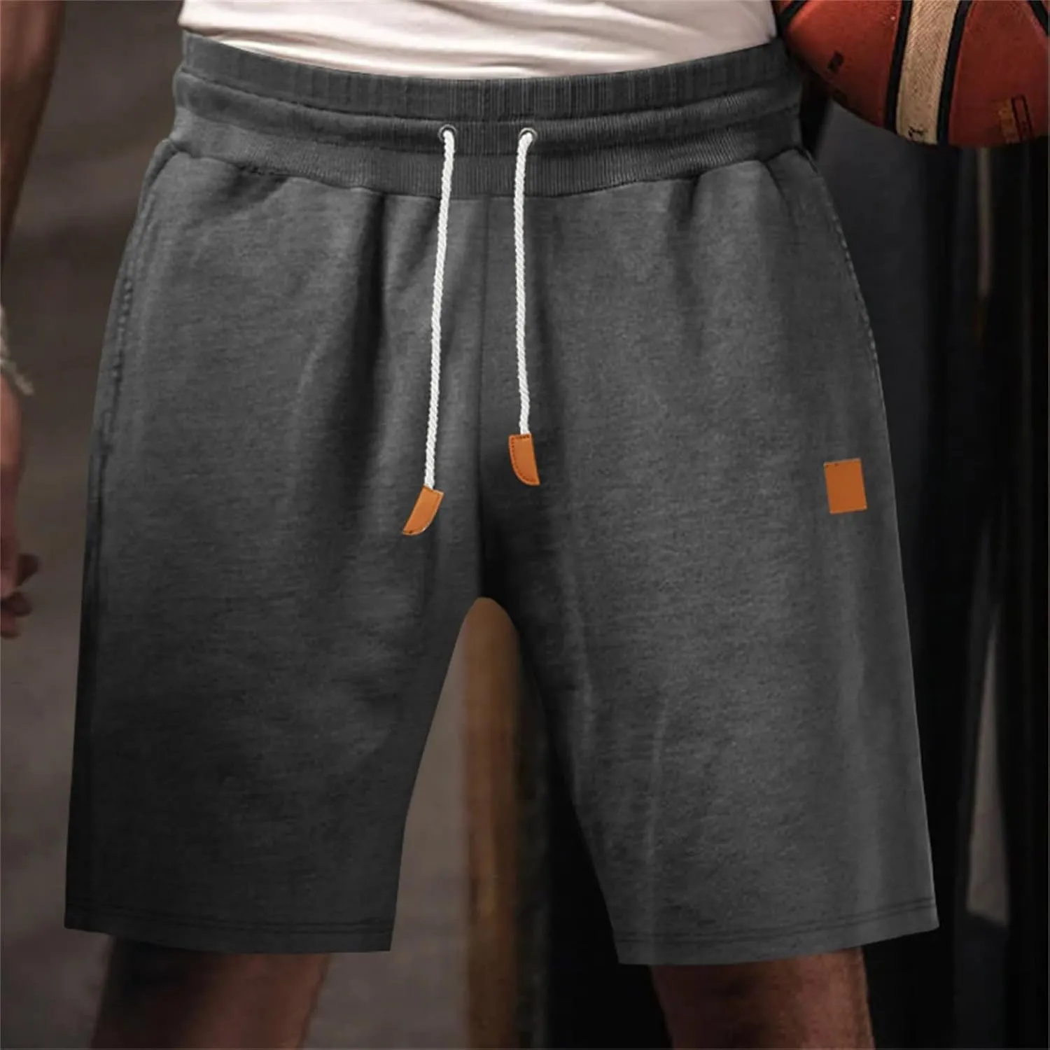PeQAQ Summer Men's Sport Shorts Lace Up Casual Running Workout Short Pants Solid Slim Training Fitness Stylish Work Shorts