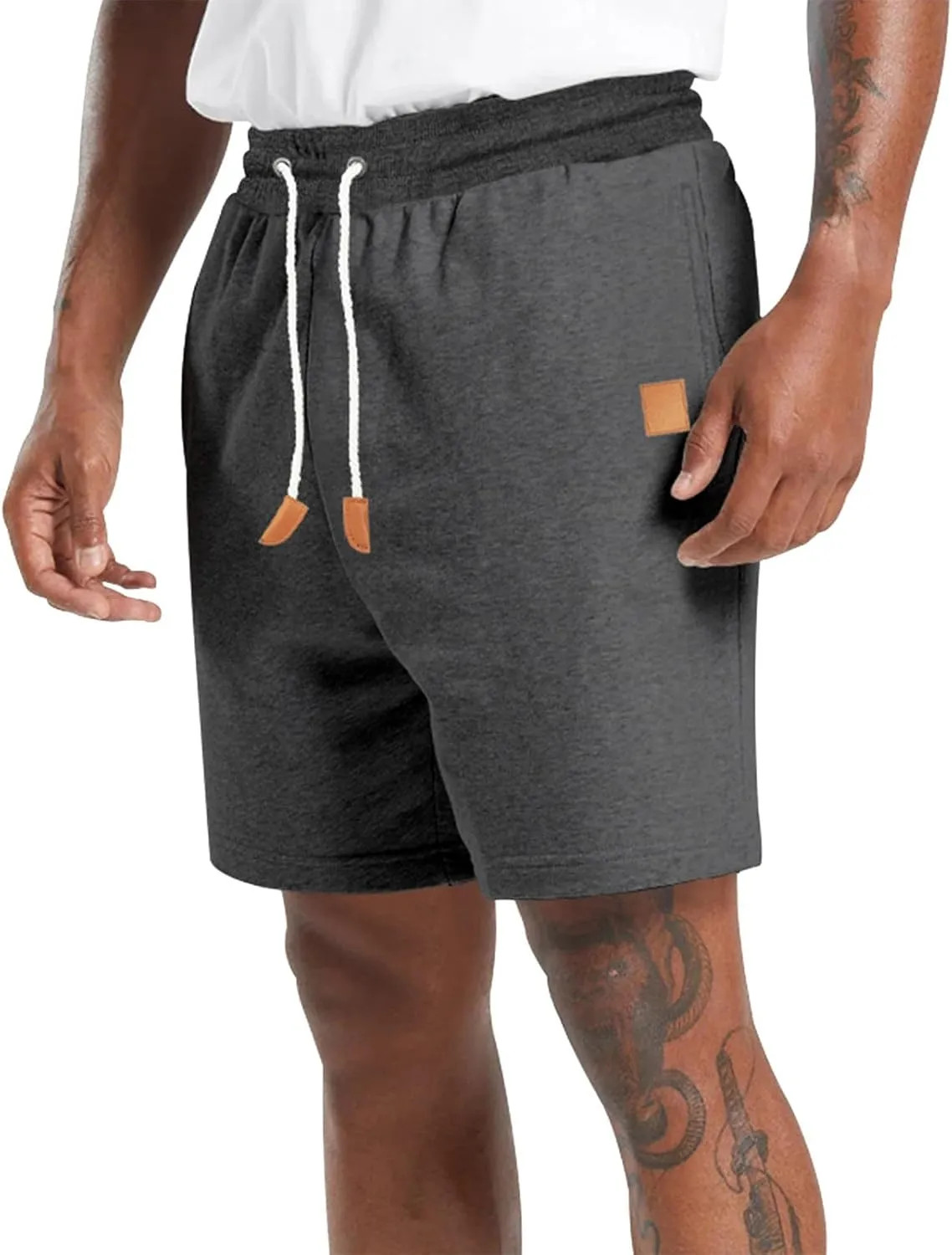 PeQAQ Summer Men's Sport Shorts Lace Up Casual Running Workout Short Pants Solid Slim Training Fitness Stylish Work Shorts