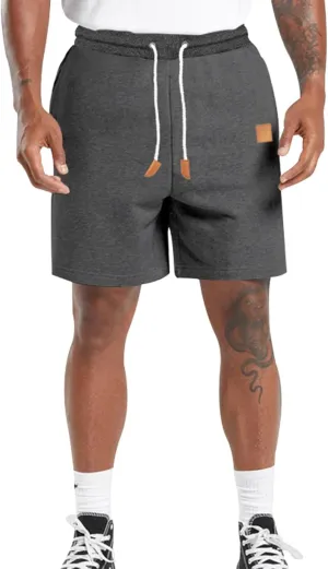 PeQAQ Summer Men's Sport Shorts Lace Up Casual Running Workout Short Pants Solid Slim Training Fitness Stylish Work Shorts