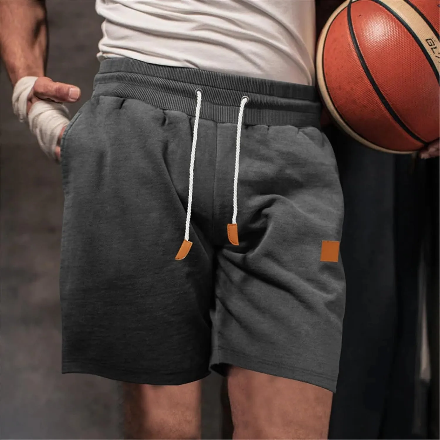 PeQAQ Summer Men's Sport Shorts Lace Up Casual Running Workout Short Pants Solid Slim Training Fitness Stylish Work Shorts