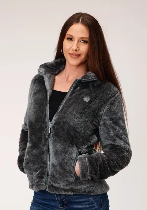 Perfect Cut Roper Womens Charcoal Grey Polyester Fuzzy Fleece Jacket Roper Womens Charcoal Grey Polyester Fuzzy Fleece Jacket Reliable Layer Balanced Fit
