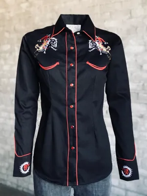 Perfect Fashion Rockmount Womens Black 100% Cotton Bronc Embroidered Western L/S Shirt Rockmount Womens Black 100% Cotton Bronc Embroidered Western L/S Shirt Sustainable Design Everyday Essential