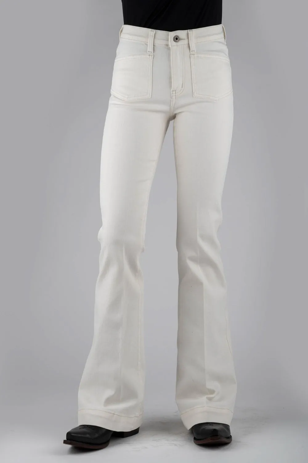 Core Fit Routine Wear Stetson Womens 921 High Waist Plain White Cotton Blend Jeans
