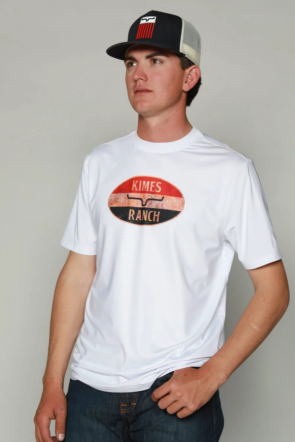 Vintage Wash Kimes Ranch Mens American Standard Tee Stone Polyester S/S T-Shirt