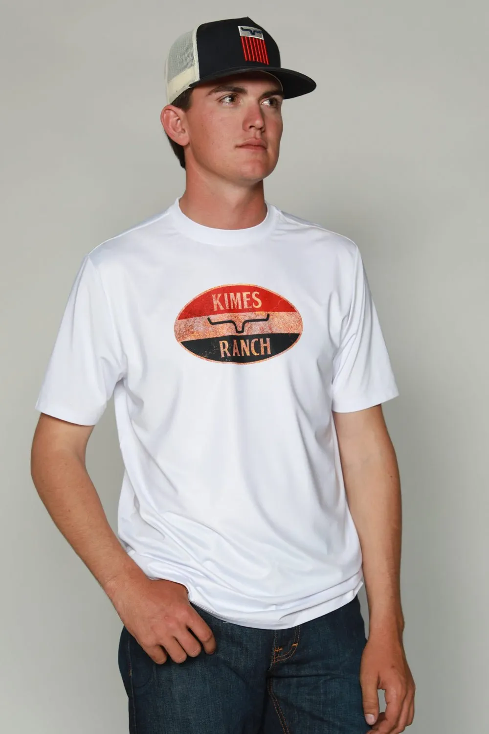 Kimes Ranch Mens American Standard Tee Stone Polyester S/S T-Shirt Sweat-Absorbing