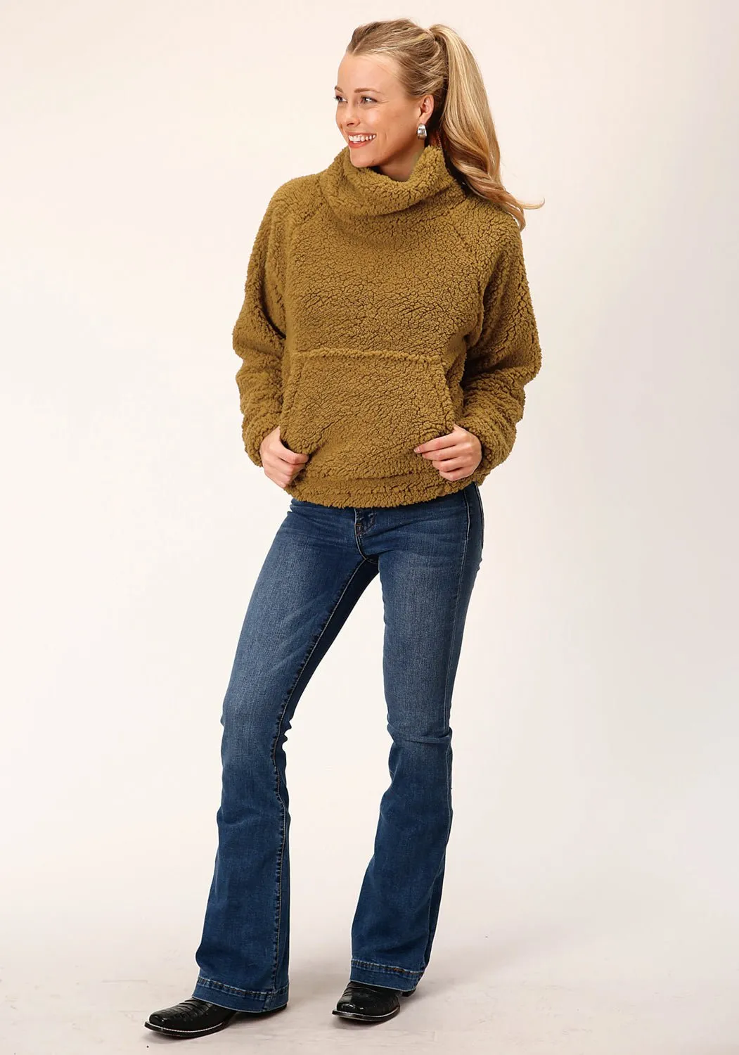 Street Vibe Roper Womens Teddy Bear Brown Polyester Fleece Jacket