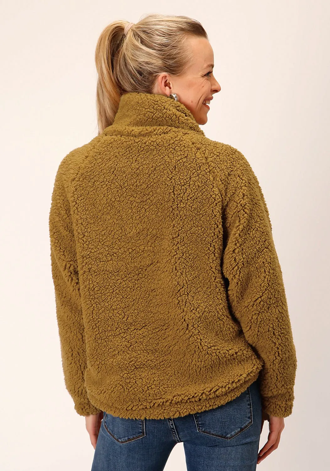 Fashion Comfort Roper Womens Teddy Bear Brown Polyester Fleece Jacket