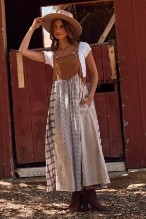 Perfect Fit Waist Penelope Patchwork Plaid Overall Dress Penelope Patchwork Plaid Overall Dress Lounge Texture