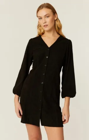 Perfect for Every Occasion Corduroy Short Dress in Black Corduroy Short Dress in Black Clasp-Closure Everyday Look