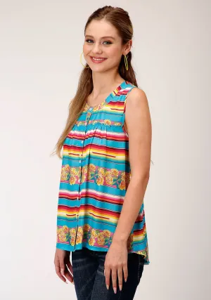 Perfect Layer Roper Womens Multi-Color Rayon/Nylon Serape Stripe S/L Blouse Roper Womens Multi-Color Rayon/Nylon Serape Stripe S/L Blouse youth trend