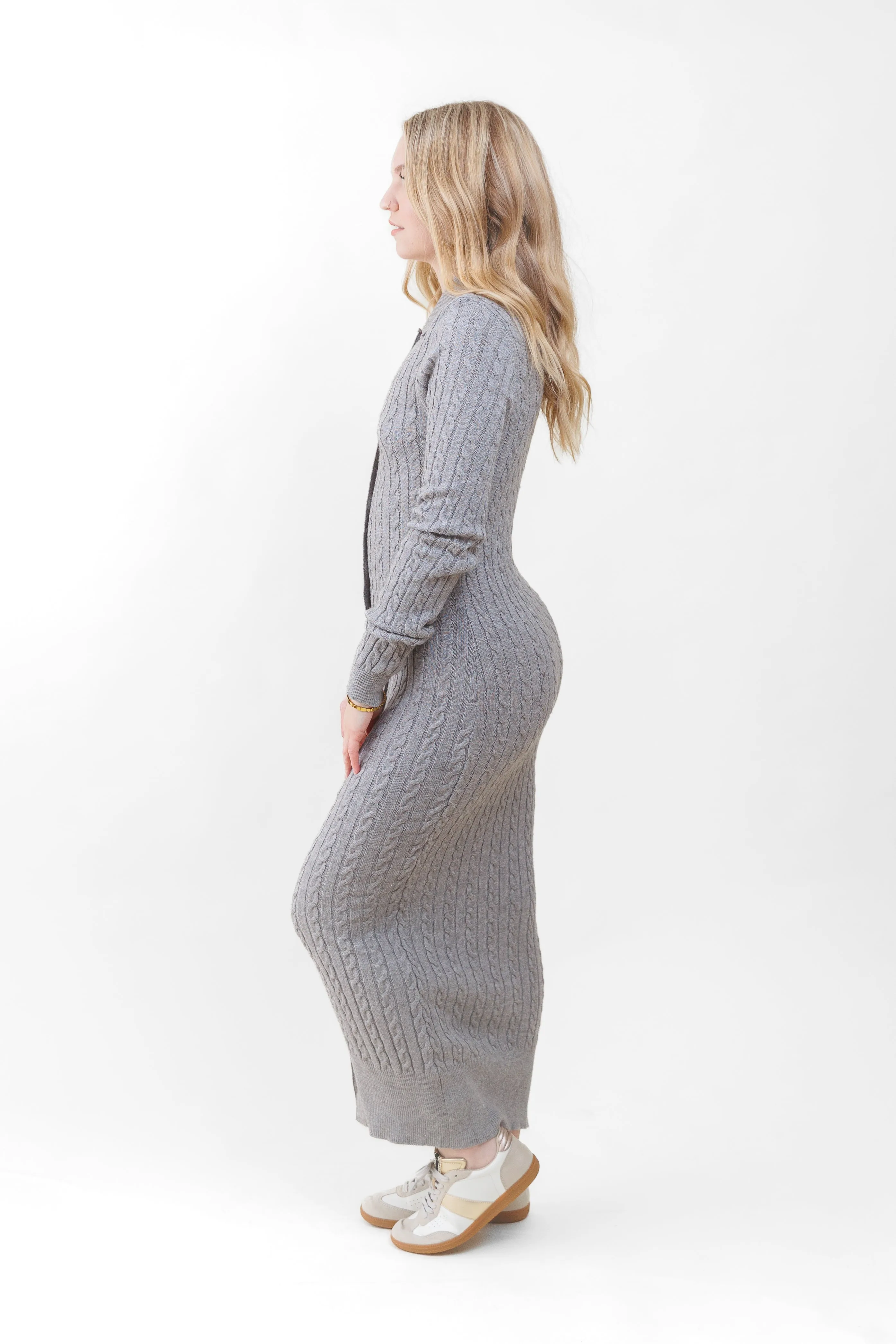 ELLIE CABLE KNIT MIDI DRESS Beach Moment Villa Mood