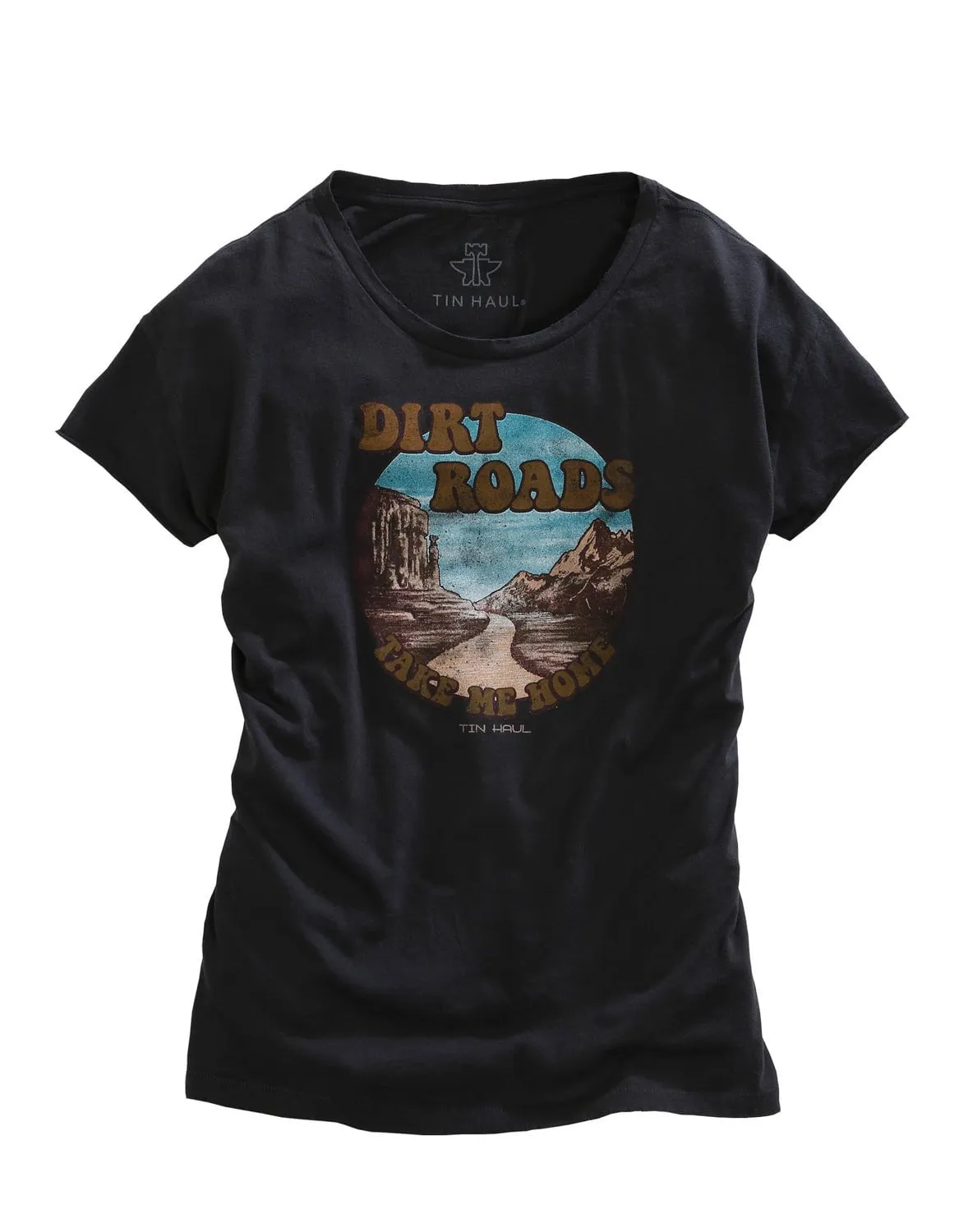 Classic Wardrobe Street Style Tin Haul Womens Dark Grey 100% Cotton Dirt Roads S/S Retro T-Shirt