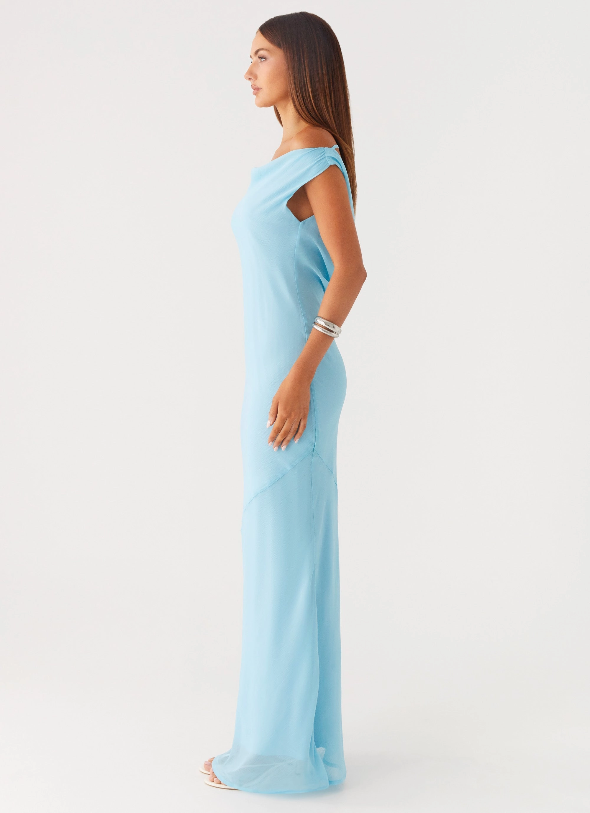 Versatile dress for layering Relaxed Finish Brittany Chiffon Maxi Dress - Turquoise