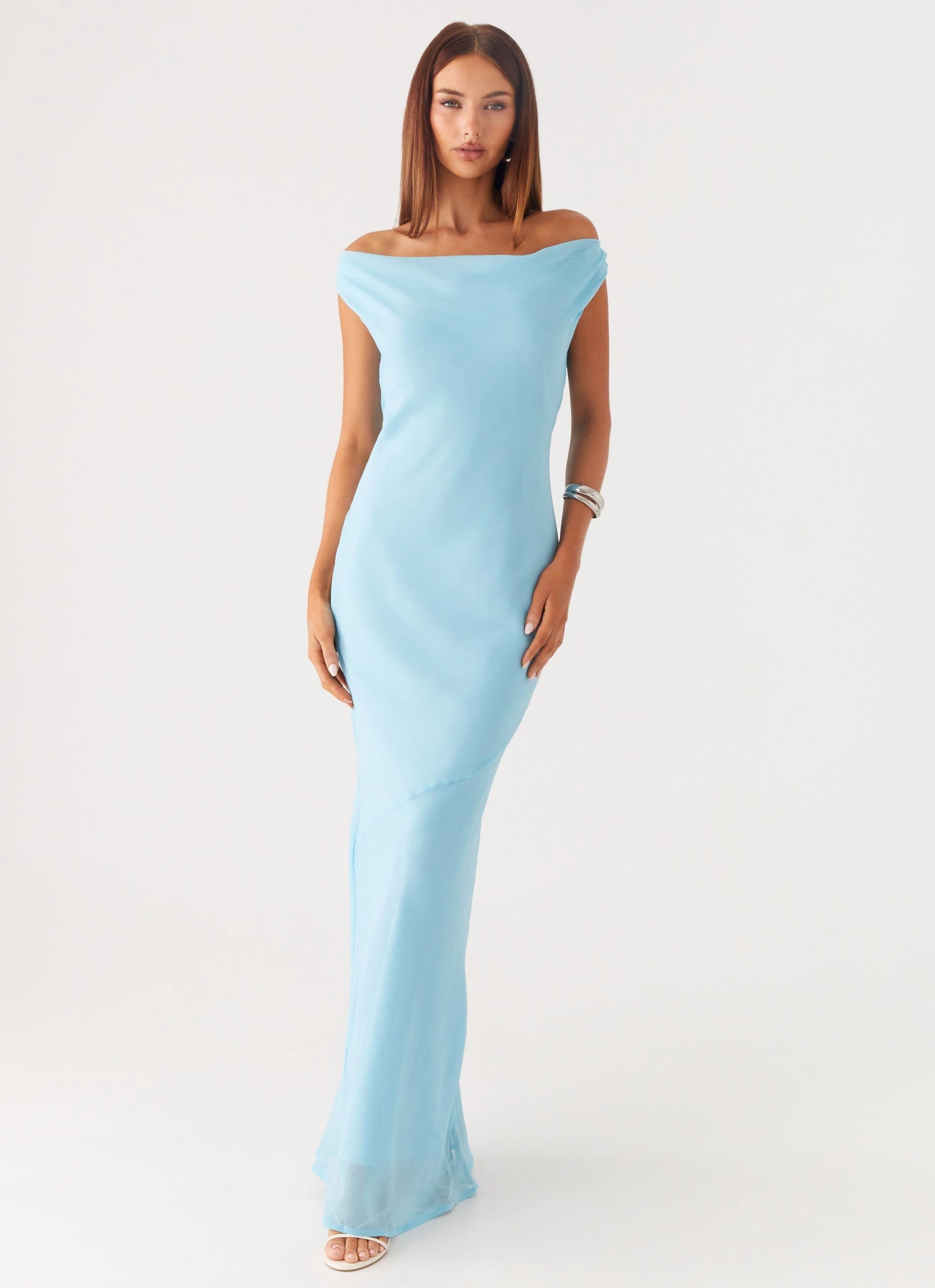 Cozy Touch Soft Pleats Brittany Chiffon Maxi Dress - Turquoise