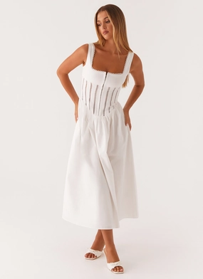 Perfect for Every Occasion Waiting On You Midi Dress - White Chic Direction Easy Going Waiting On You Midi Dress - White