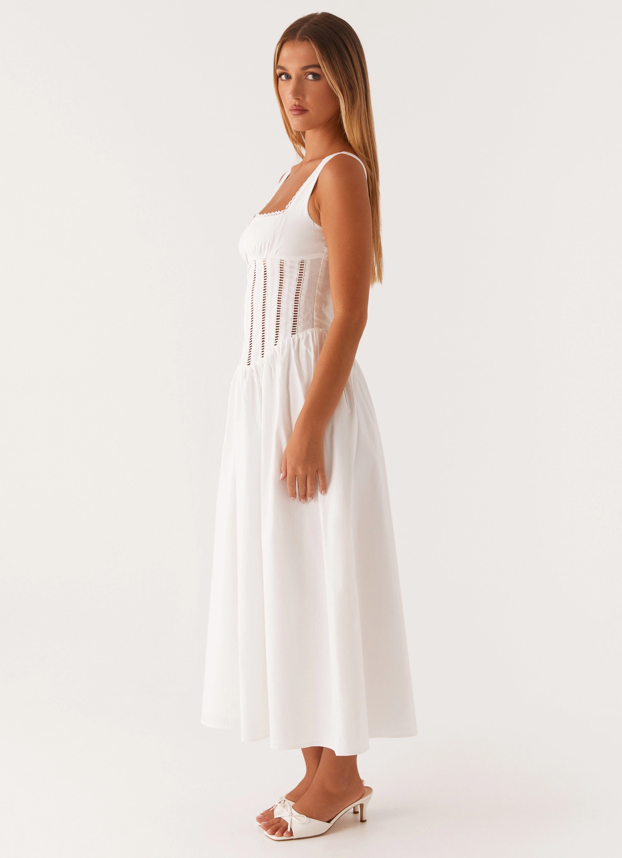 Waiting On You Midi Dress - White French Vibe