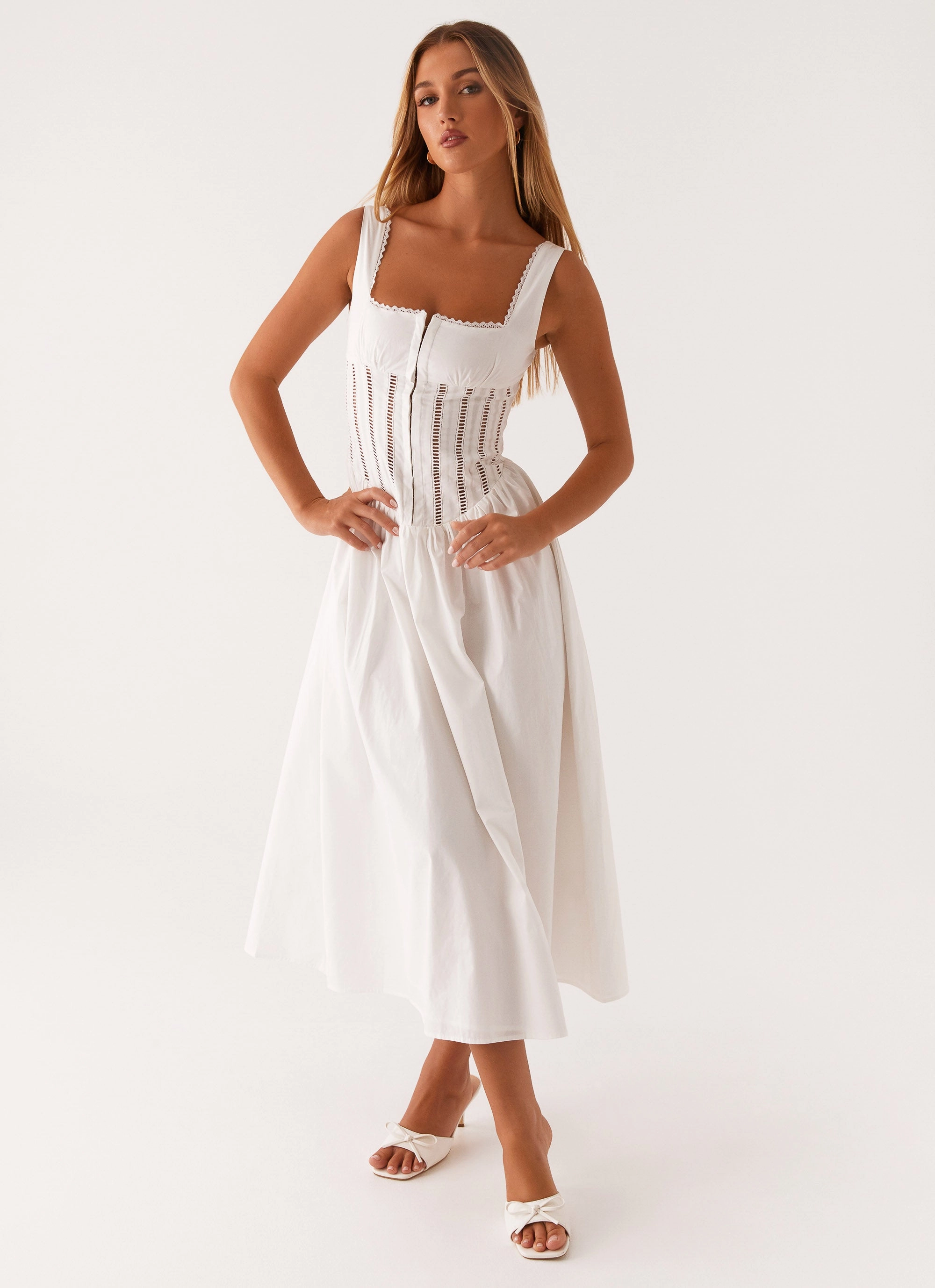 Soft Stitch Waiting On You Midi Dress - White