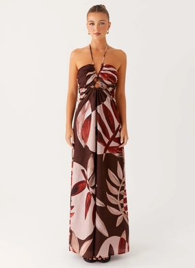 Perfect Layering Ramona Linen Maxi Dress - Cinnamon Palm bold appearance Ramona Linen Maxi Dress - Cinnamon Palm
