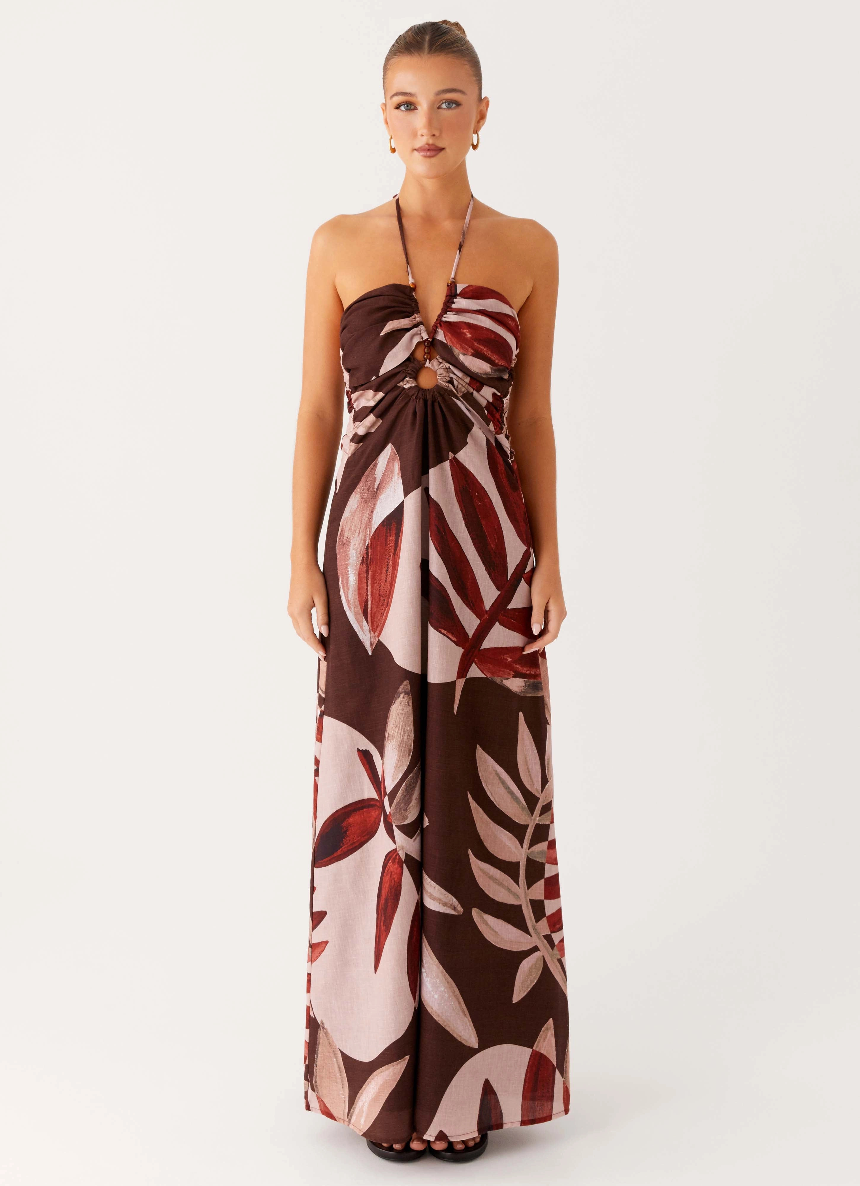bold appearance Ramona Linen Maxi Dress - Cinnamon Palm