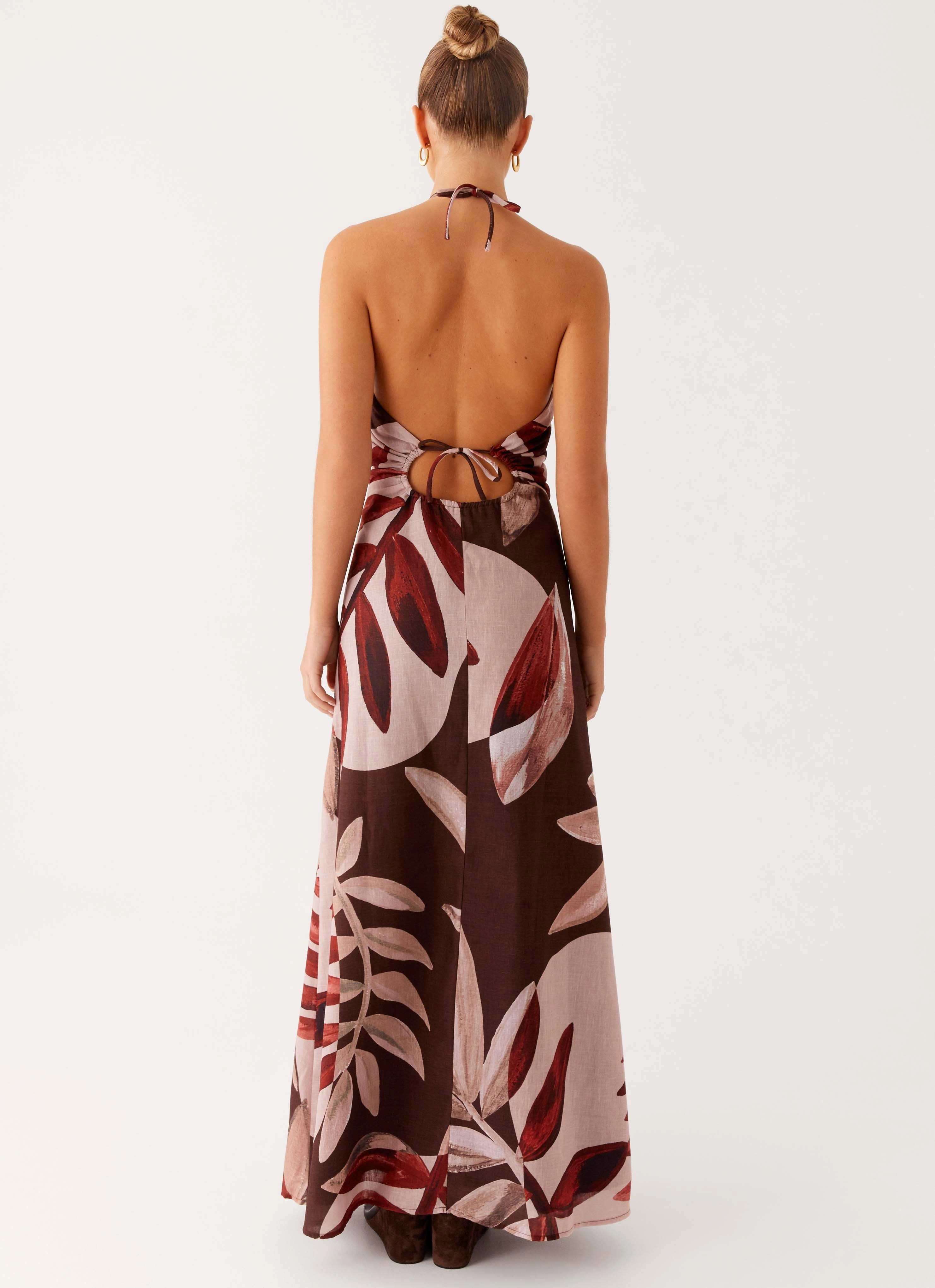 Airy Base Trendy Comfort Ramona Linen Maxi Dress - Cinnamon Palm