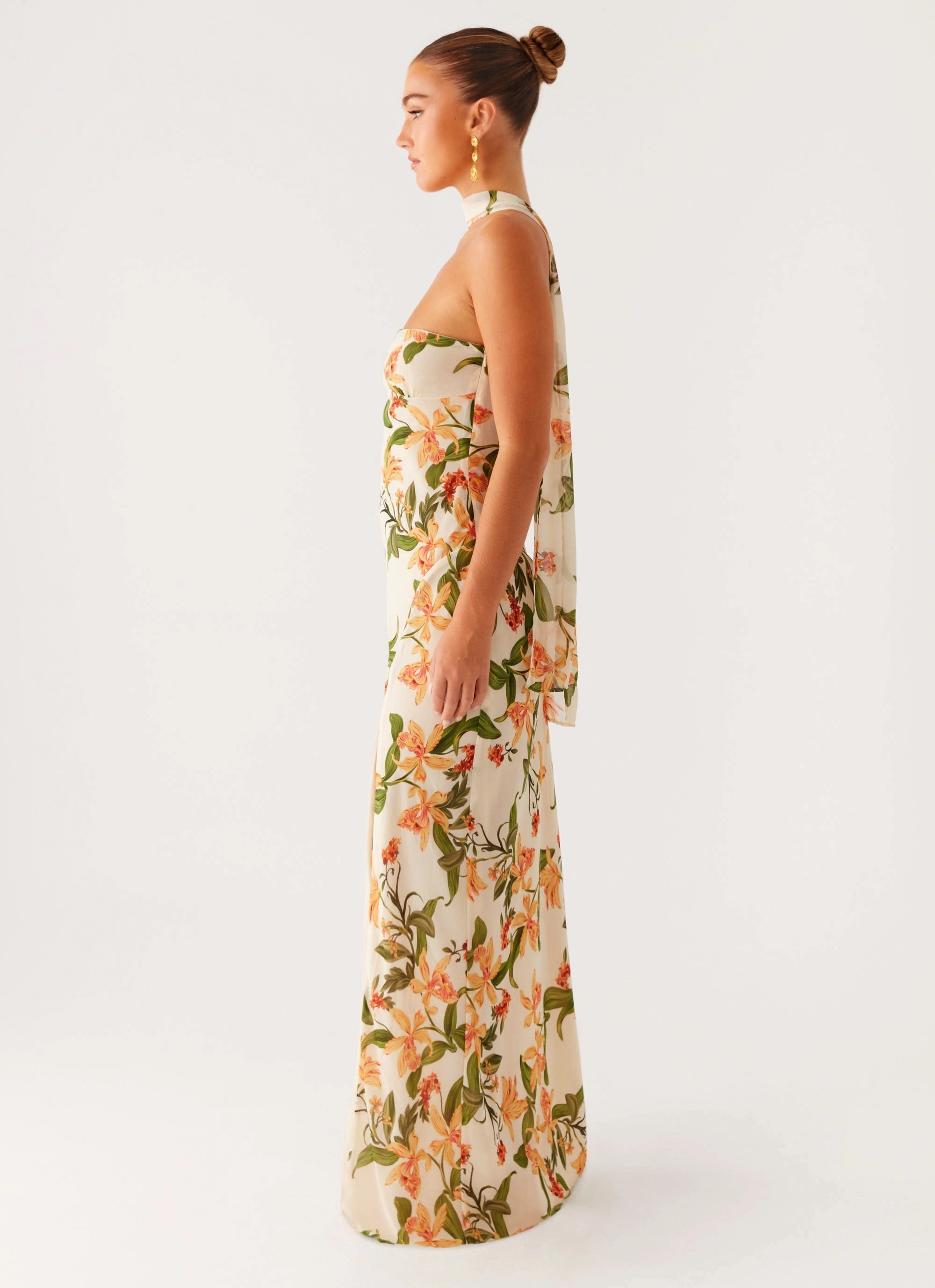 Gali Strapless Maxi Dress - Floral Print Flattering bodycon dress