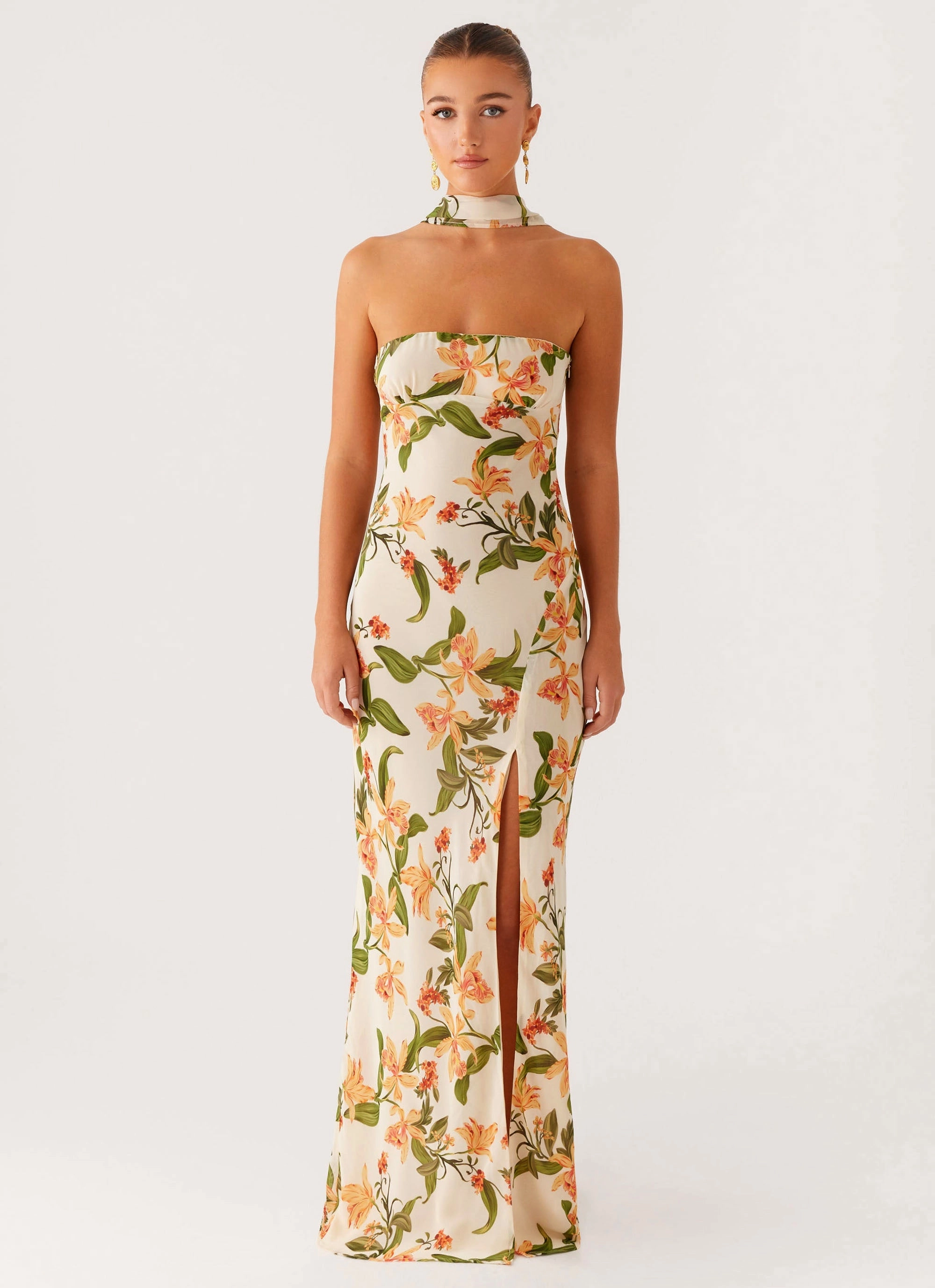 Snag-Resistant Gali Strapless Maxi Dress - Floral Print