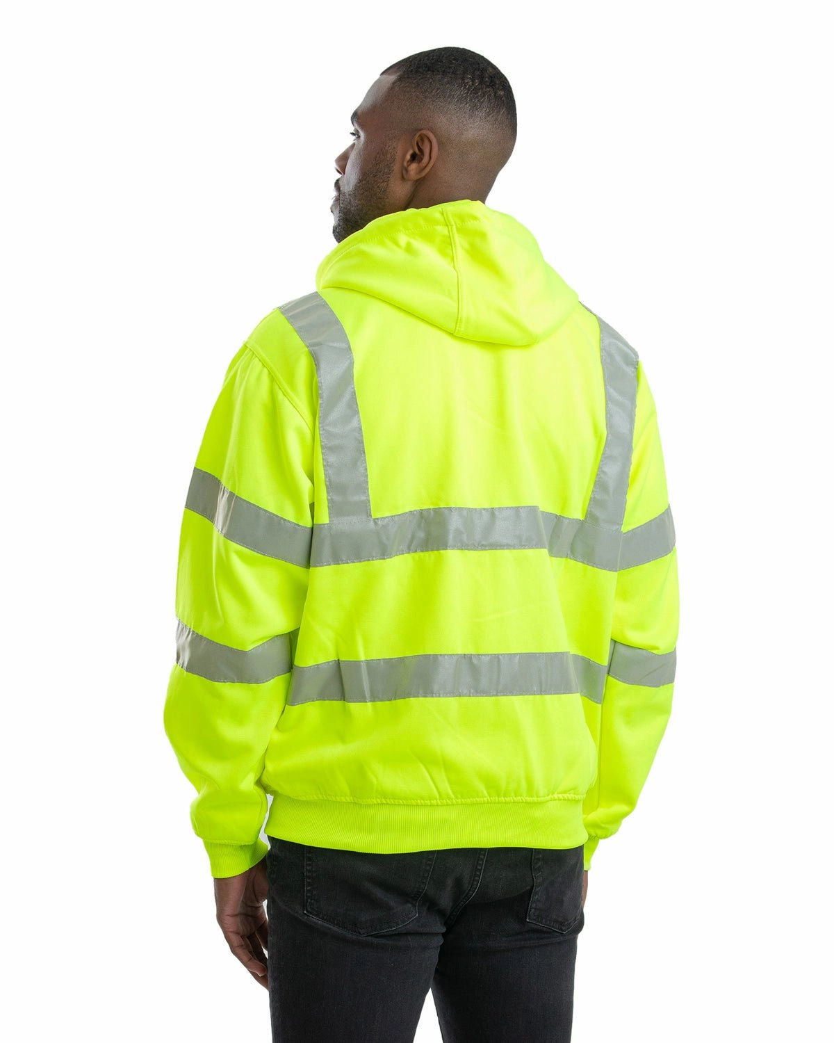Berne Mens Yellow Fleece Hi-Visibility Hooded Sweatshirt Standalone Option
