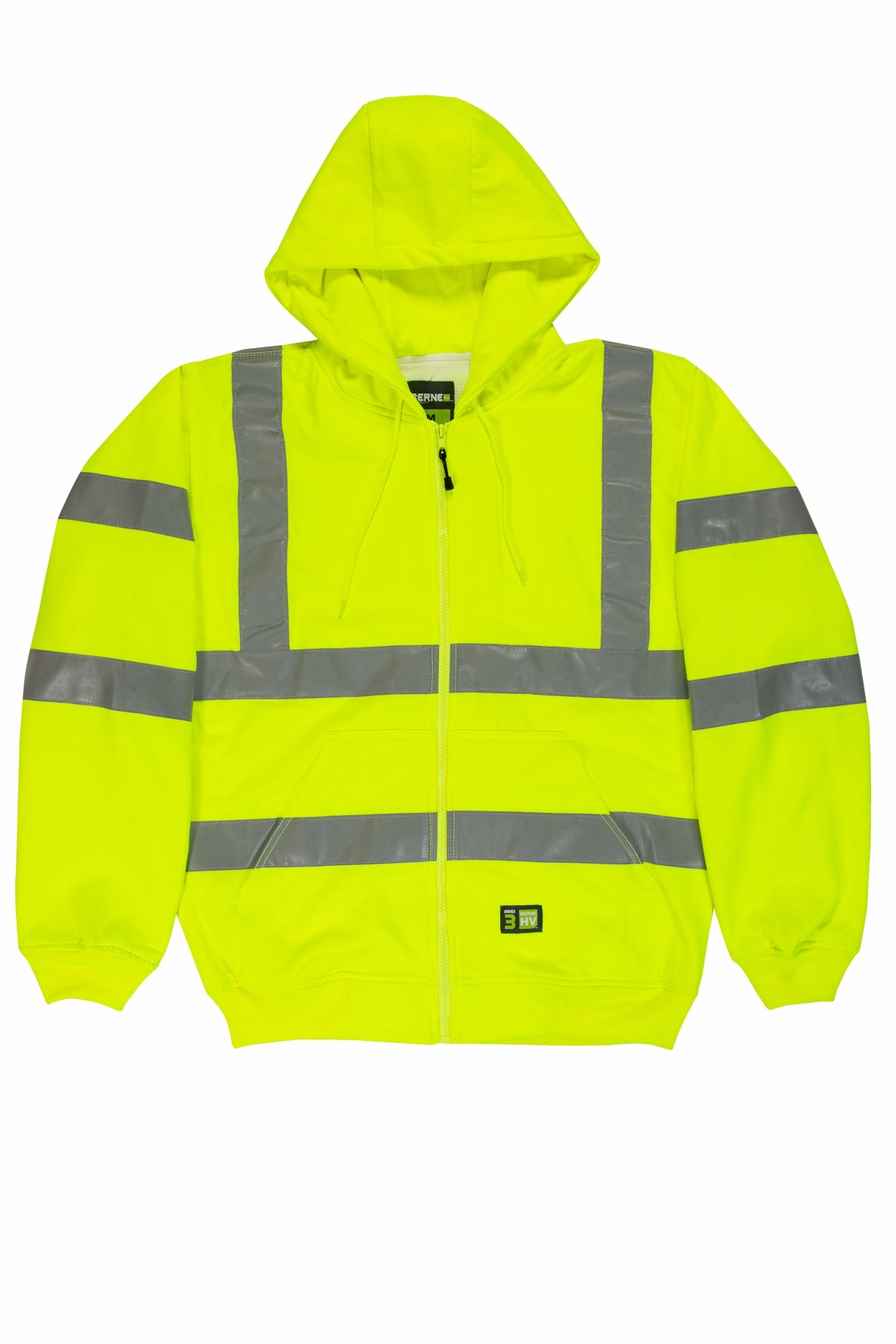 Berne Mens Yellow Fleece Hi-Visibility Hooded Sweatshirt Versatile Wear Beach Wear