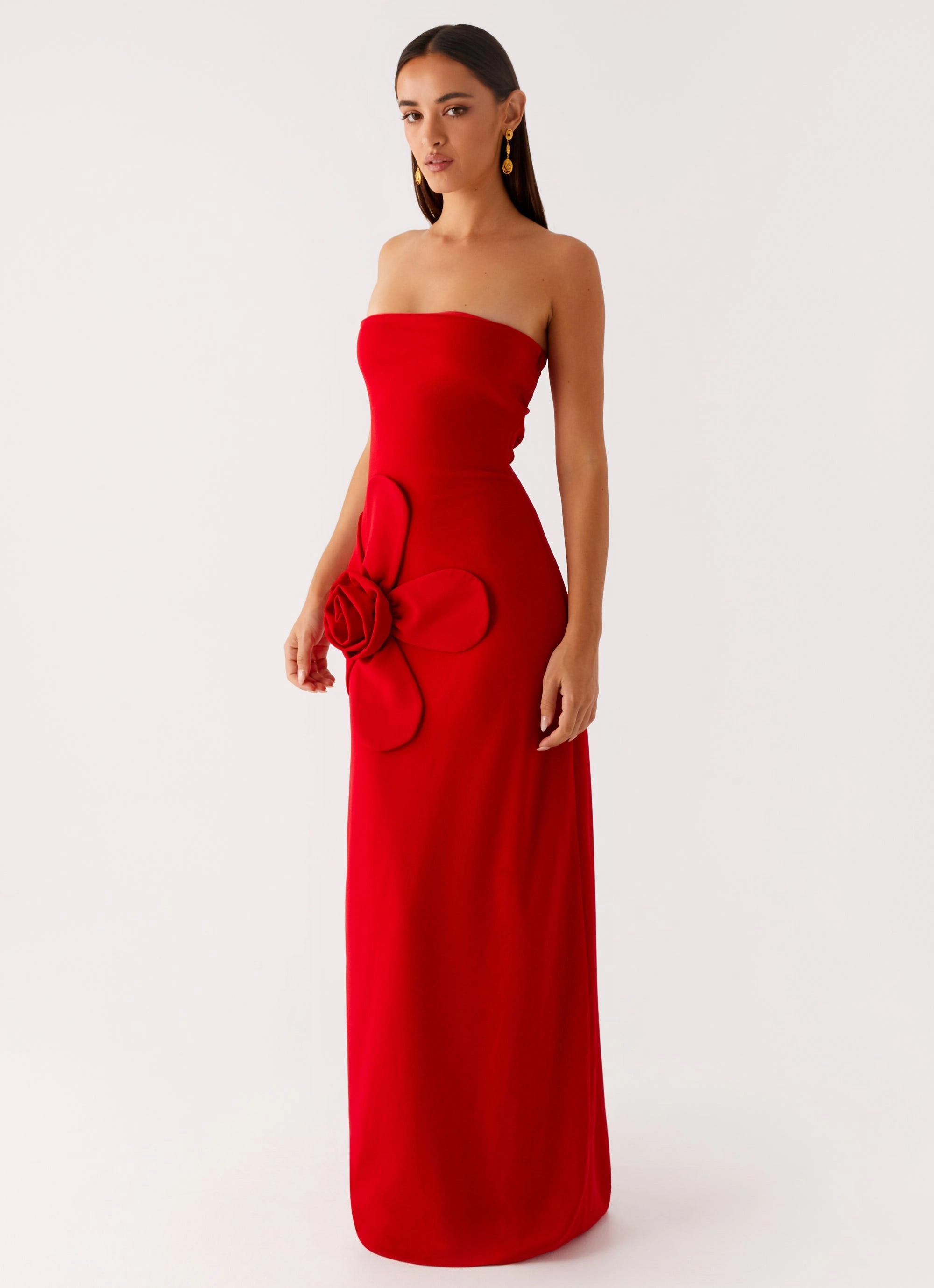 Hilton Strapless Maxi Dress - Red Fresh Style